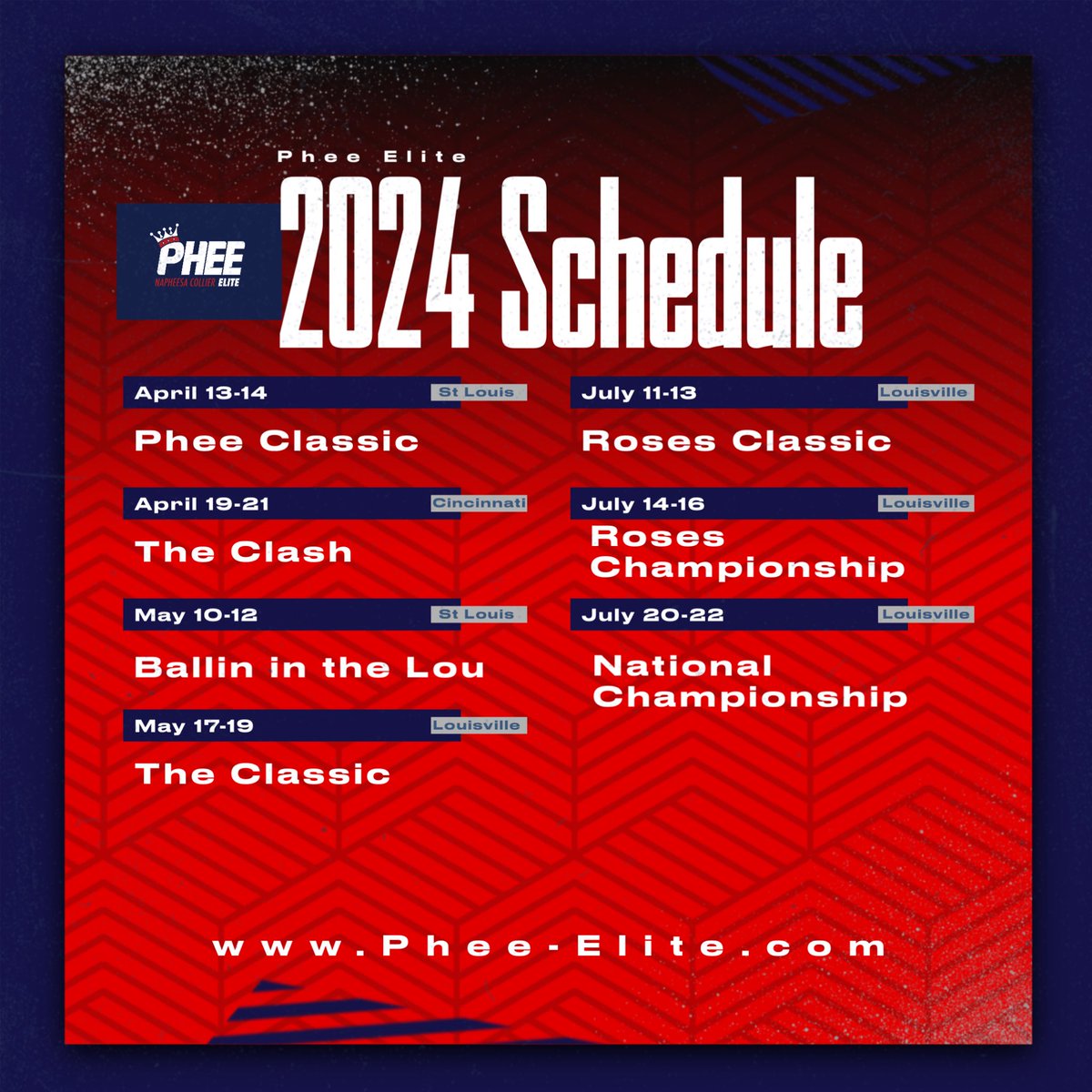 2024 Schedule! Lot of high level talent in our program! Come check Phee out! #phee