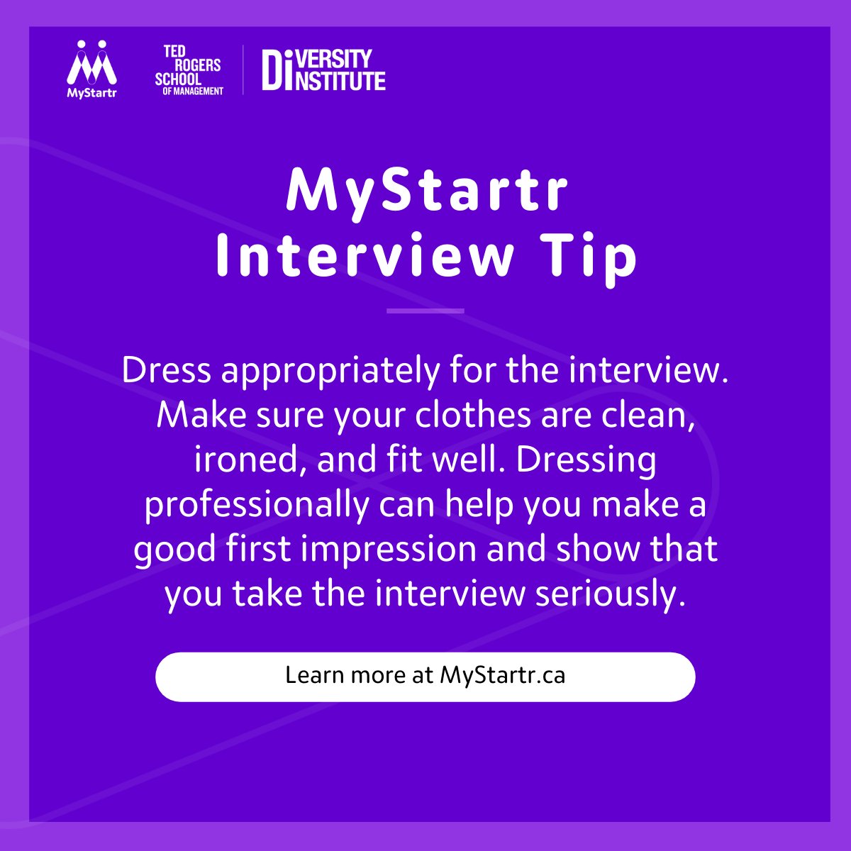 Show off your #skills and passion in your interview. But first, dress for success! 👔

Our #interview tip: dress professionally and avoid anything too casual. 

Want more job search help? Join MyStartr 🔗 loom.ly/i-2XaUs