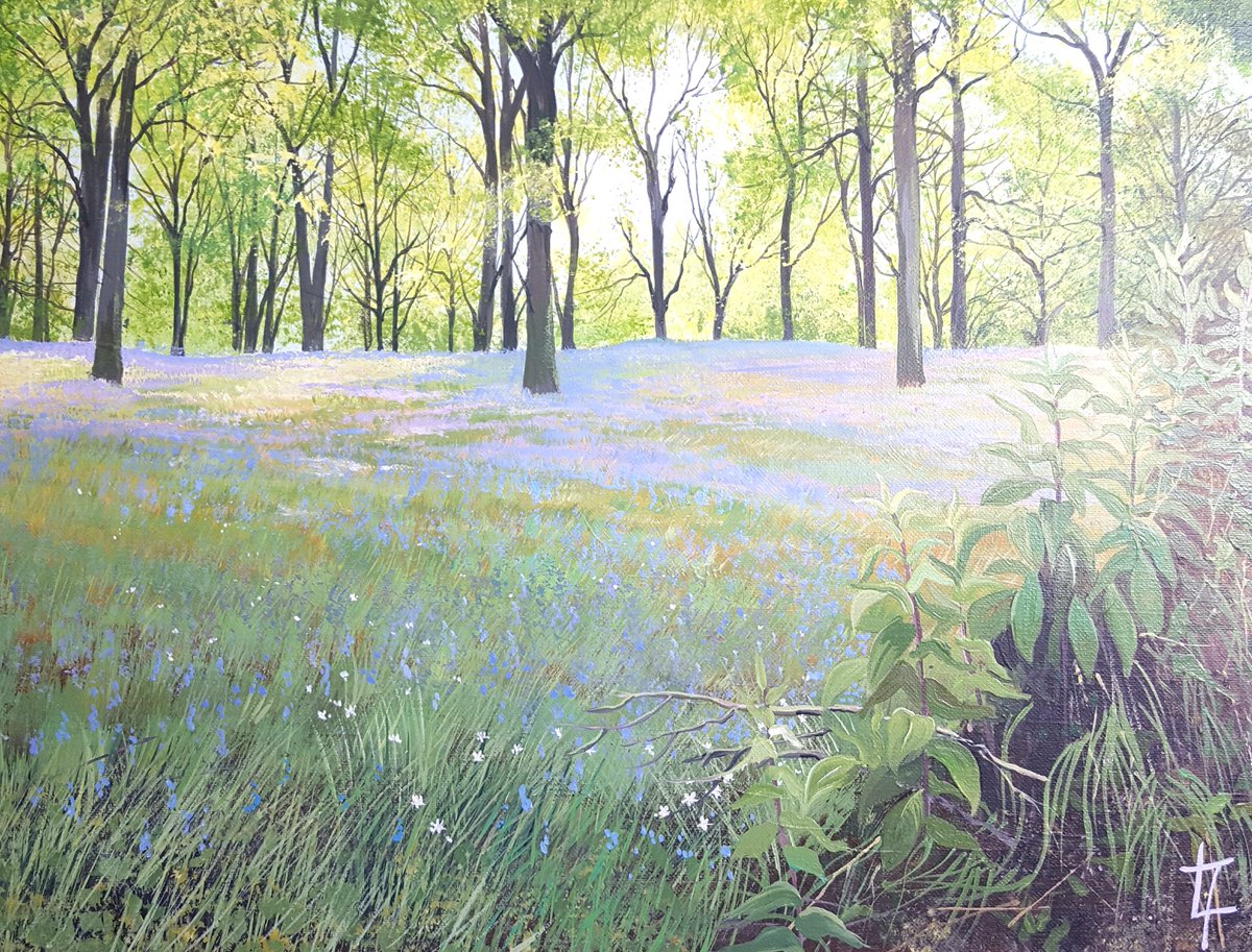 After a long day's work, I've completed my current painting of Bluebells, Stitchwort and Foxgloves. #inbizhour #womaninbizhour #ForNetworking #HandmadeHour #MakersHour #CraftBizParty #Northumberland #Rothbury #Spring