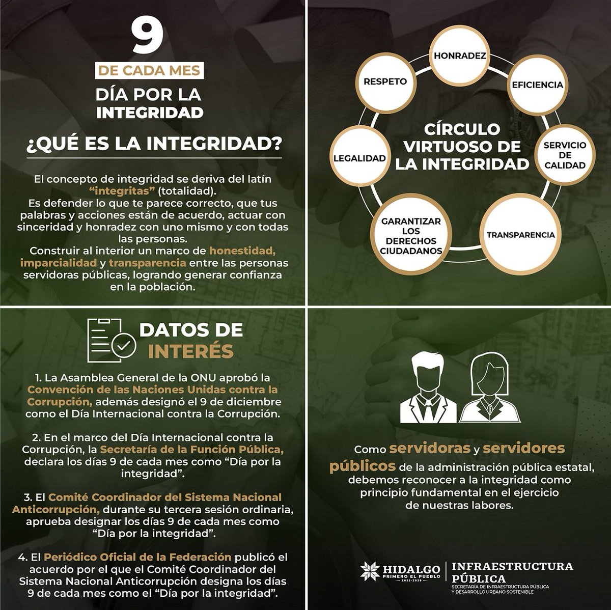 SIPDUS's tweet photo. La integridad es un principio en el que se sustentan valores democráticos y éticos del servicio público y cuya observancia resulta indispensable para el combate a la corrupción dentro de la administración pública. https://t.co/M3yIxStjVd