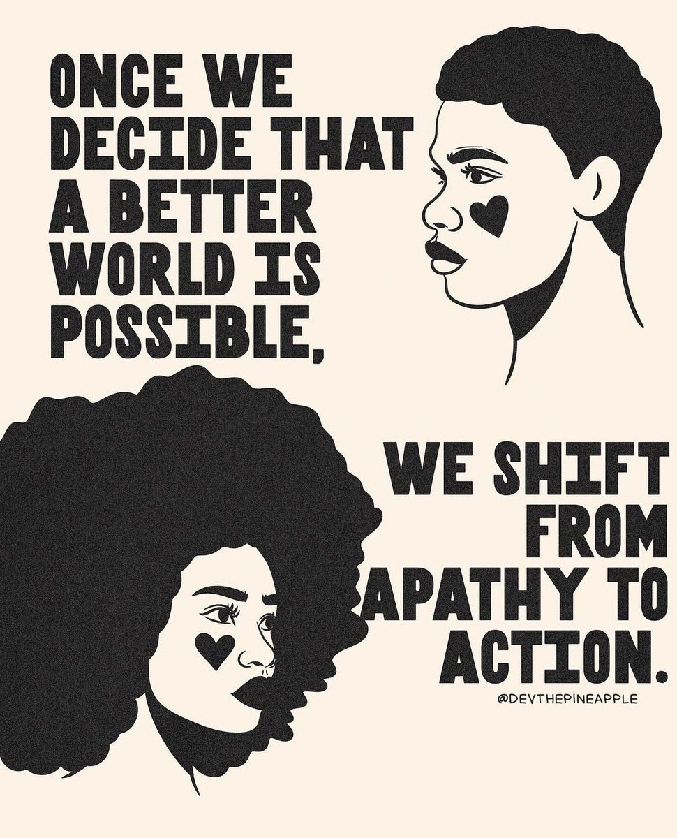 RP: Devon Blow / DevThePineapple ❤️
"Once we decide that a better world is possible, we shift from apathy to action.🖤

'Radical simply means ‘grasping things at the root.' -Angela Davis"

OP: bit.ly/49ri0dM