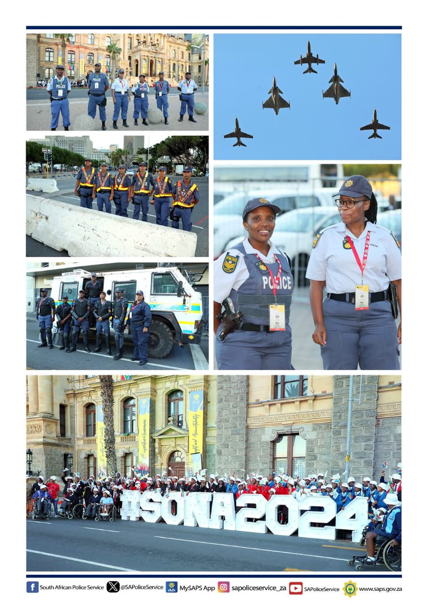 SAPoliceService's tweet photo. #sapsHQ [NEWSBREAK]
The National Joint Operational and Intelligence Structure (NatJOINTS), which is responsible for coordinating all security and law enforcement operations throughout the country, has once again delivered a peaceful, safe and secure #SONA2024.
NP https://t.co/1znEaZvUUm