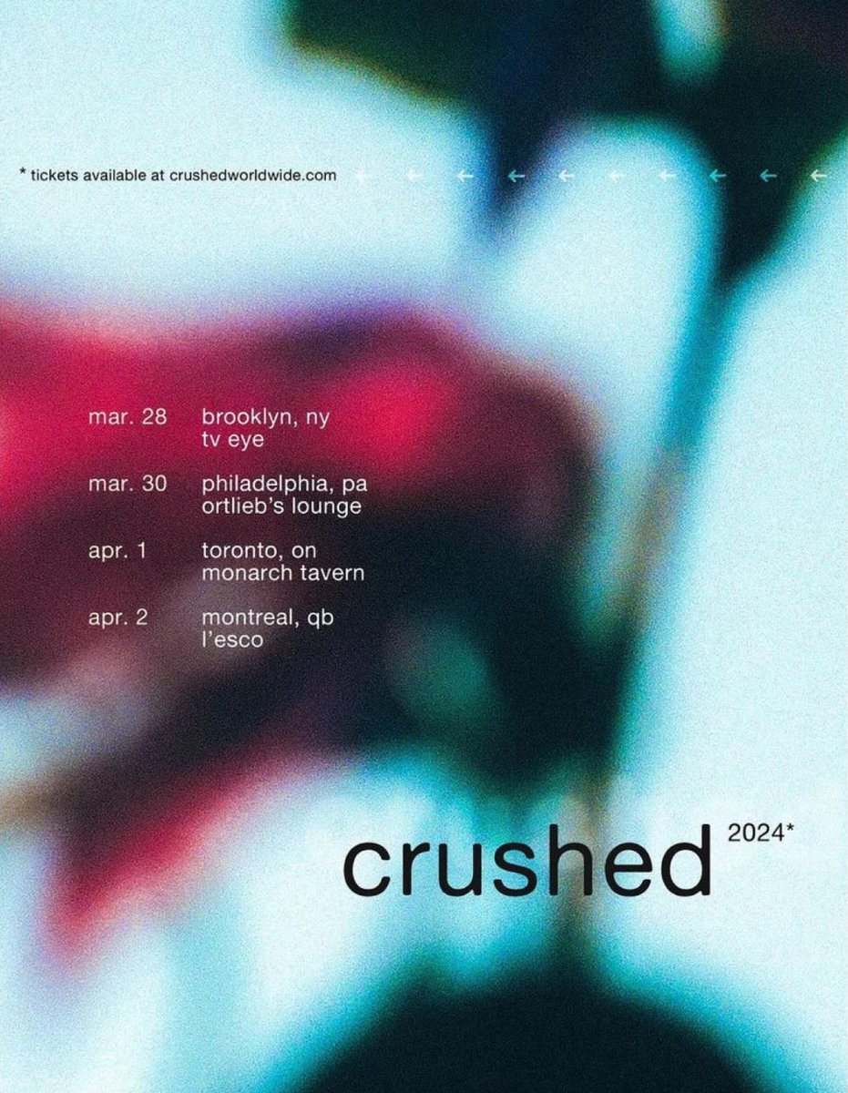 northeast tour dates are on sale today crushedworldwide.com/tour-dates with support from @dousedphl , thermal and more tba
