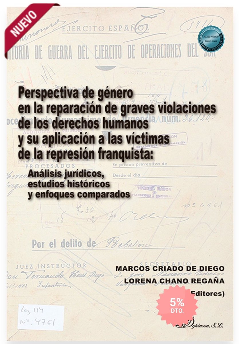 Sacamos libro nuevo junto a <a href="/LorenaLorelay/">Lorena Chano</a>. Exploramos las posibilidades de la aplicación de la perspectiva de género a la reparación de graves violaciones de los ddhh desde una perspectiva multidisciplinar y transversal. Pueden encontralo aquí: dykinson.com/libros/perspec…