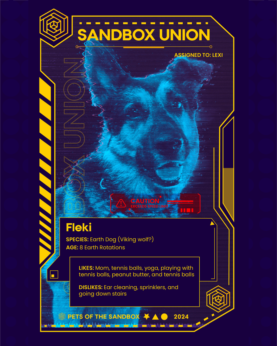 SandBoxUnion's tweet photo. Pets of the Sandbox!  Meet Fleki!
Stay tuned for more pets!
#pets #dog #scifi #SBU  #cyberpunk #spotlight  #germanshepherd https://t.co/fl9hBSiNZt