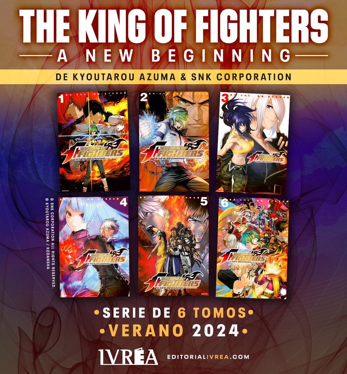 Ivrea's tweet photo. ¡IVREA publicará THE KING OF FIGHTERS: A NEW BEGINNING!

THE KING OF FIGHTERS: A NEW BEGINNING
de Kyoutarou Azuma y SNK Corporation
Formato B6
Serie de 6 tomos
Periodicidad: bimestral
Salida: julio 2024

ANUNCIO COMPLETO:  https://t.co/XS80zRYIxz https://t.co/Mk4CMxgoS9