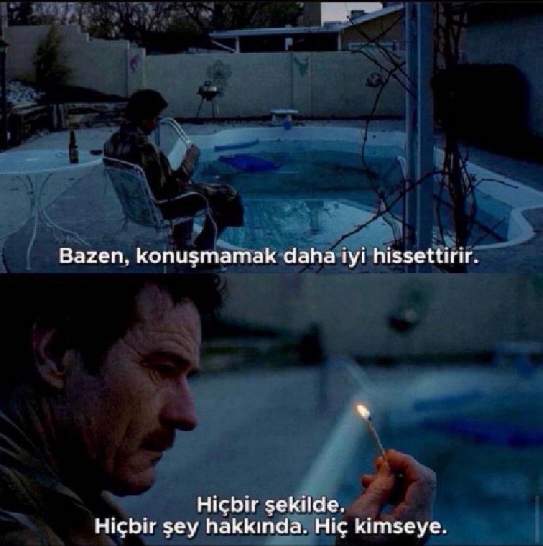 CryptoWolfManTR's tweet photo. “Bazen, konuşmamak daha iyi hissettirir. Hiçbir şekilde. Hiçbir şey hakkında. Hiç kimseye.” 

(Breaking Bad) https://t.co/rfdtP75bDa