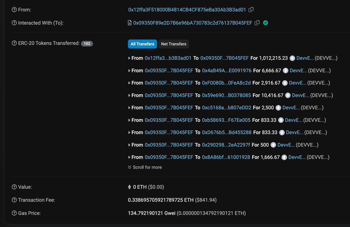 PopPunkOnChain's tweet photo. Okay i’ve had enough. 

I think Gaslite actually needs to build a more efficient ERC404. (that’s actually ERC20 and ERC721 compliant)

This airdrop would normally cost $50. Because gas is so high due to that TERRIBLE ERC404 implementation it cost the user $841. https://t.co/ZXKdYioSht