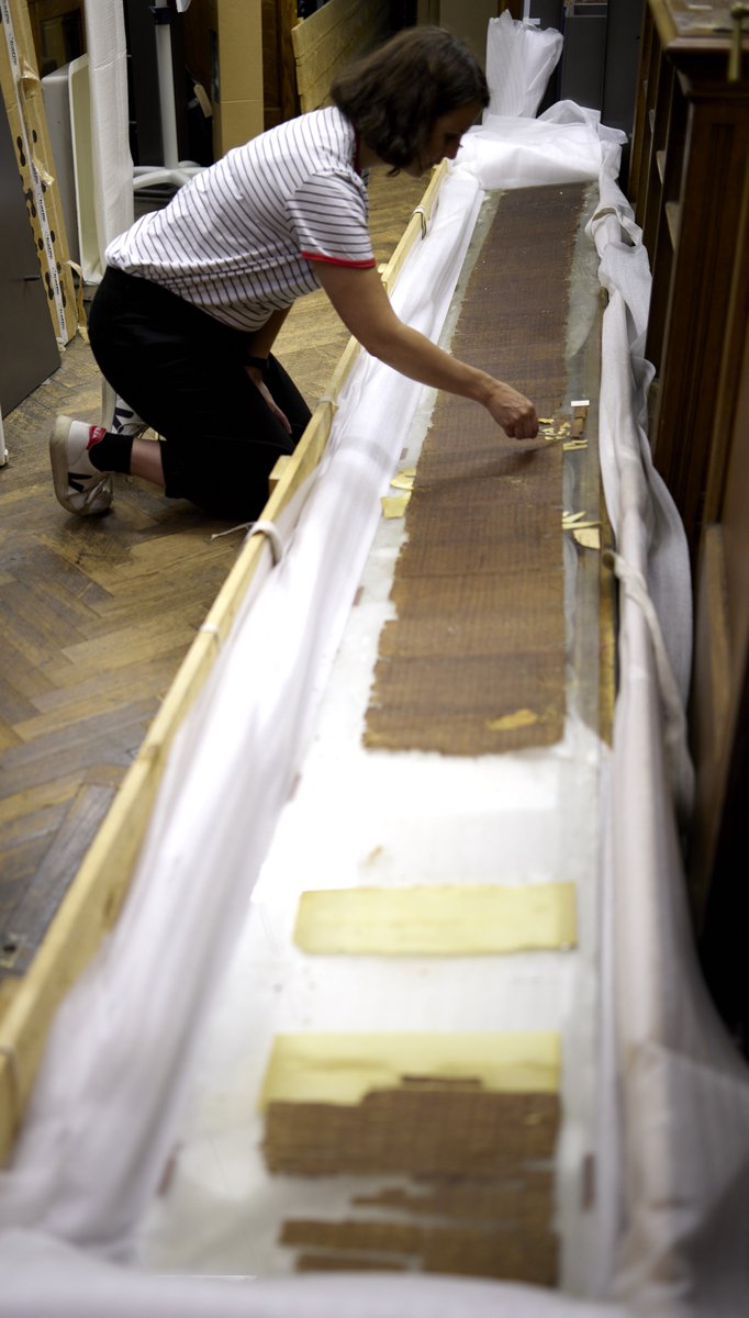 enminubeazul1's tweet photo. Thanks to the generous support of the @TheNMCT grant, the Collection Care team has successfully treated Demotic Papyrus 9, the Petition of Peteêsi (c.513BCE), bringing it closer to being accessible to both the public and researchers.@TheJohnRylands 
Soon we'll unveil the results. https://t.co/sCRUVbqKn8