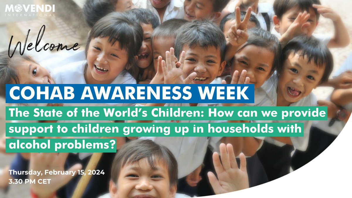 Webinar Alert 🎉 Don't miss out on our upcoming webinar during #CoHAPWeek! Join us on Feb 15 at 15:30 CET to explore "The State of the World’s Children: How can we provide support to children growing up in households with alcohol problems?" Register here:
connect.movendi.ngo/events/136282