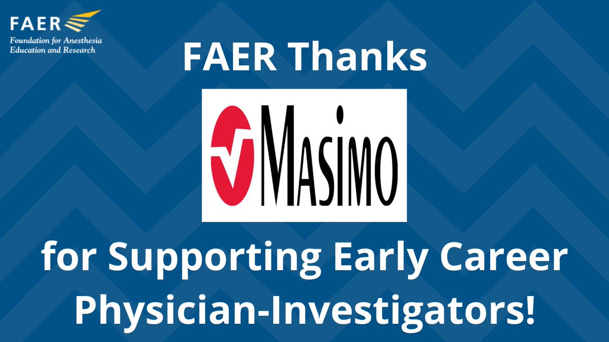 loom.ly/egl3ObU FAER thanks @Masimo for its generous $50,000 gift in support of FAER’s mission to develop the next generation of physician-investigators. Check out our highlight of Masimo & their support at the link! #TheFutureIsFAER #Anesthesia #Research