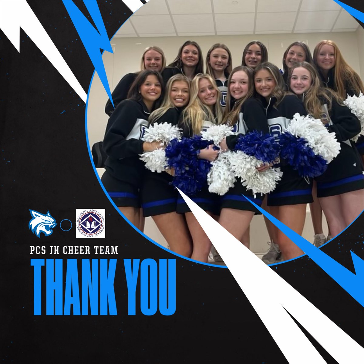 PcsBoys's tweet photo. We are so thankful that PCS JH Cheer came to support us at the 6A MAIS JH State Tournament @ Hartfield Academy this week. Thank You!
#februaryfocusedeternityminded #HarrisonStrong
#TeamPCS https://t.co/4pMv7tSW6Y
