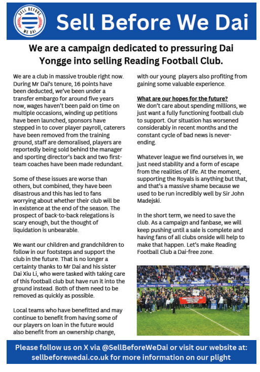 Great to see <a href="/AscotUnitedFC/">Ascot United FC</a> supporting <a href="/SellBeforeWeDai/">Sell Before We Dai</a> campaign to save <a href="/ReadingFC/">Reading FC</a> in their program this weekend #WeAreAscot #Yellas #readingfc
