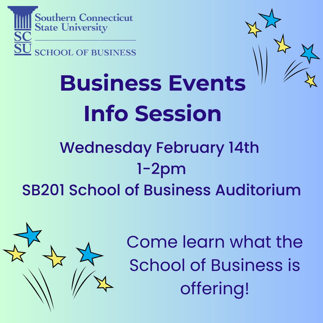 Freshmen School of Business students are strongly encouraged to attend but this event is open to anyone who wants to learn about events we are offering!  #scsubusiness #southernscsu