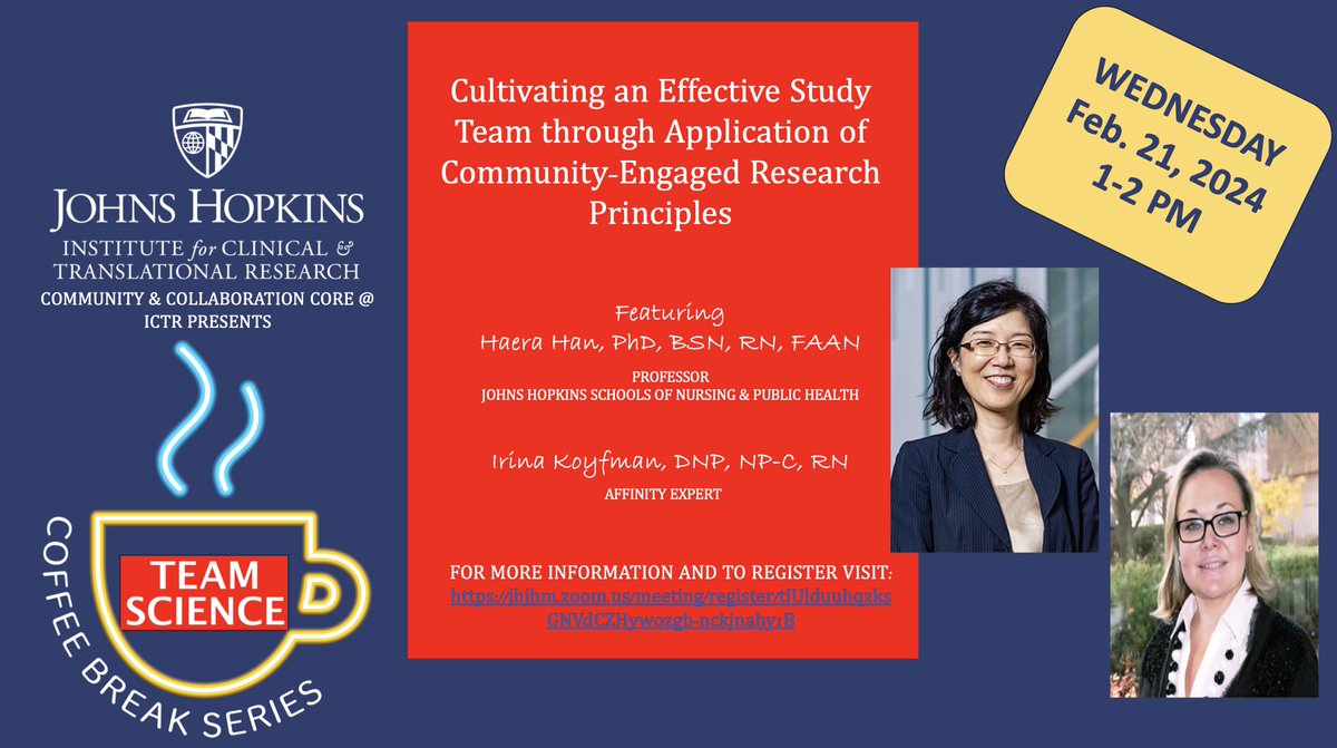 Mark your calendars 🗓️ ☕ for the next Coffee Break with @han_hhan3 and @irinanp! This session will provide a case study of a multi-site clinical trial with immigrant older adults and their caregiver dyads (PLAN trial). Register at: ow.ly/p9at50QzBAw