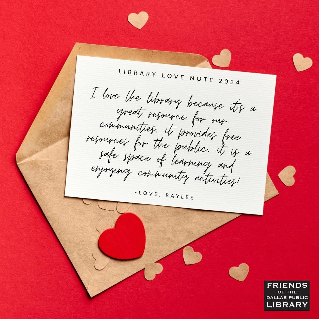 Share the love this National Library Lovers' Month! 📷 Tell us why the library holds a special place in your heart by submitting a Library Love Note. 📷📷 Click the link to spread the love: supportdpl.org/why-we-love-dpl #LibraryLoveNotes #NationalLibraryLoversMonth #ShareYourStory