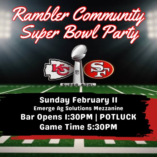 EstonRamblers's tweet photo. Come to the mezz this Sunday. Check out the full slate of minor hockey and stay for the Super Bowl on the projector. https://t.co/yiuocmZzr7