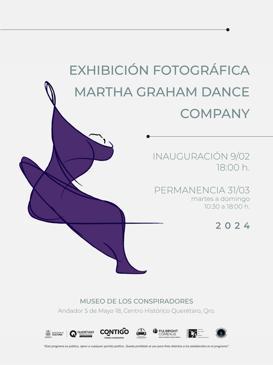 Hoy es la gran inauguración de la exposición Martha Graham Dance Company, curada por nuestro exbecario Manolo Medina en colaboración con el Centro Nacional de Danza Contemporánea de Querétaro. ¡No faltes! #MarthaGrahamDanceCompany #ExhibiciónFotográfica #ArteYDanza