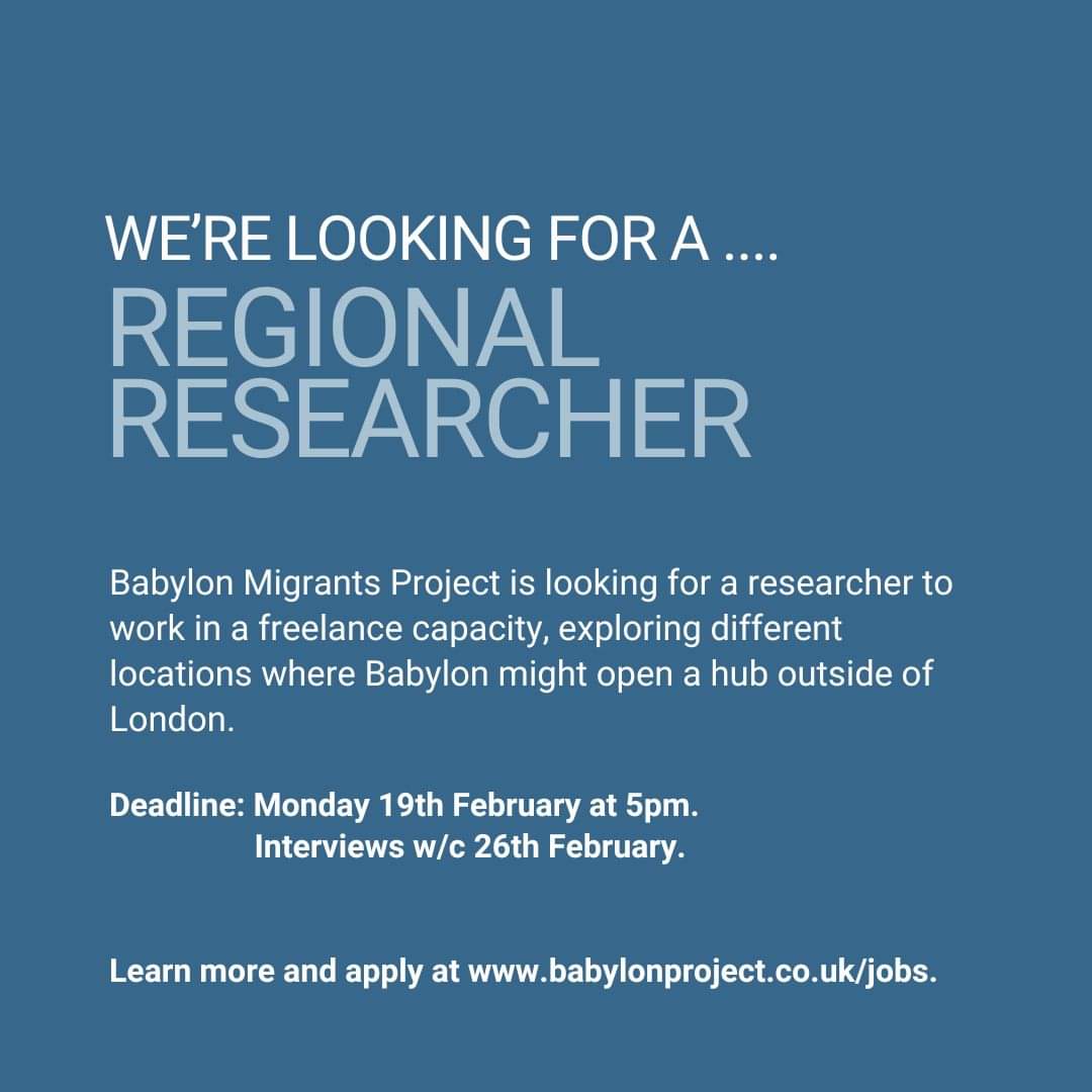 We're so excited to share yet another new role in our team! But with the deadlines fast approaching, now is the time to apply. Learn more on our website babylonproject.co.uk/jobs and get started with your applications today. We can't wait to meet you! 🌟 #Researcher #Fundraiser