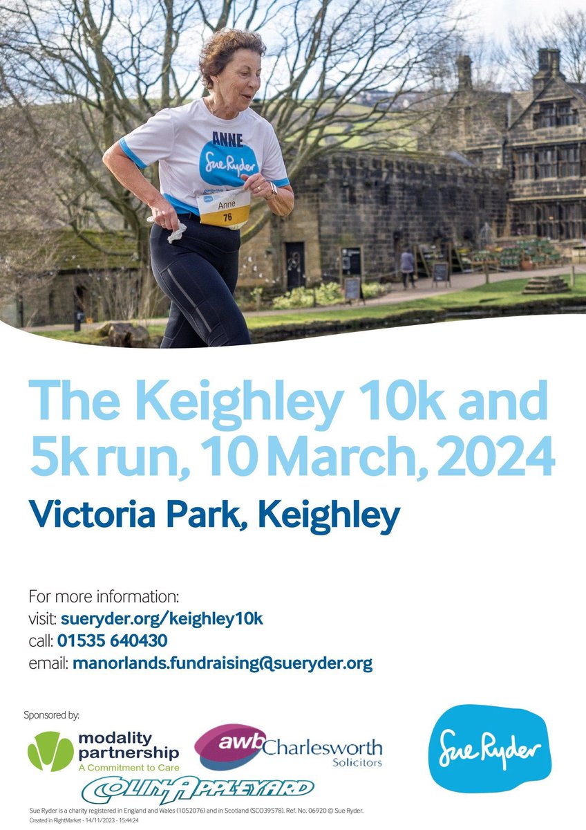 We are really looking forward to this - join us if you can enter here sueryder.org/keighley10k. @ActAsOneBDC @AiredaleDodger @purmj @wacayorkshire @AiredaleNHSFT @Mel_Pickup @DrLouiseClarke @KHL_Keighley @SRManorlands @NHS_RobW @WYpartnership