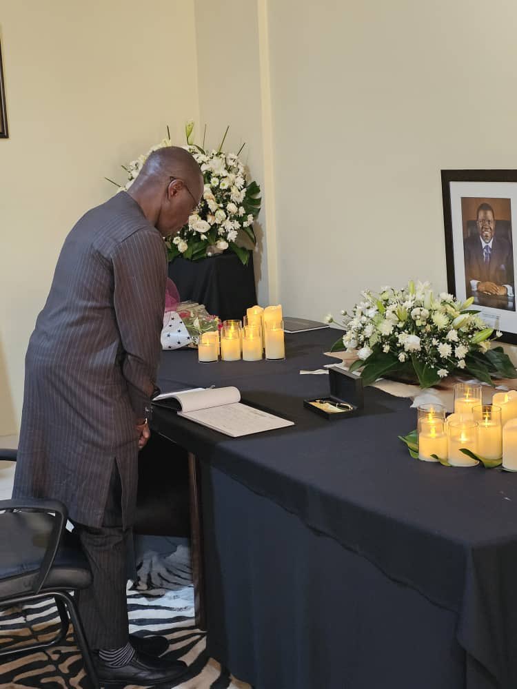 AfCFTA's tweet photo. The Chief of Staff of the Secretariat of the African Continental Free Trade Area Silver Ojakol has signed a book of condolence in honour of the late President of Namibia .

Mr Silver Ojakol signed the book of condolence at the High Commission of the Republic of Namibia in Ghana on Friday February 9, 2024.

The late Namibian leader was the third President of Namibia and served from 2015 until his death in February 2024.