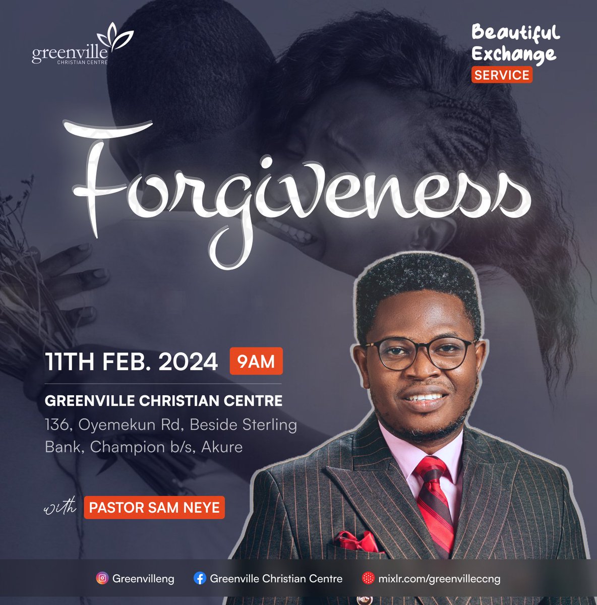 greenville_ng's tweet photo. As we continue the teaching series for February; "LOVE AFFAIRS", we must consider the subject "FORGIVENESS", as this is one subject we can't over learn, there's always a new layer of light God introduces us to each time we pay attention to the subject matter. https://t.co/qu6iuWdyZt