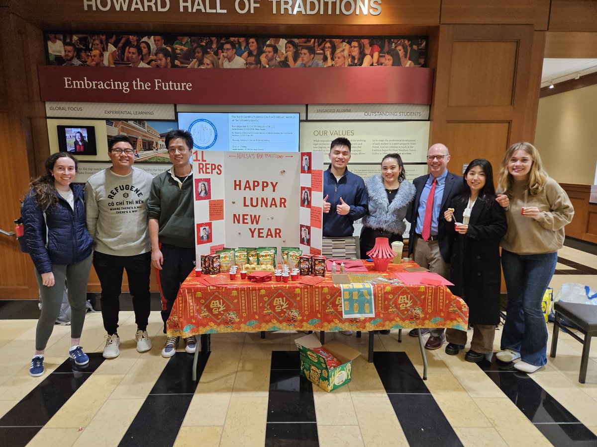 Great to see our @WFULawSchool Asian Pacific American Law Students Association celebrating Lunar New Year in the Worrell commons today. (And that rice pudding was awesome!)