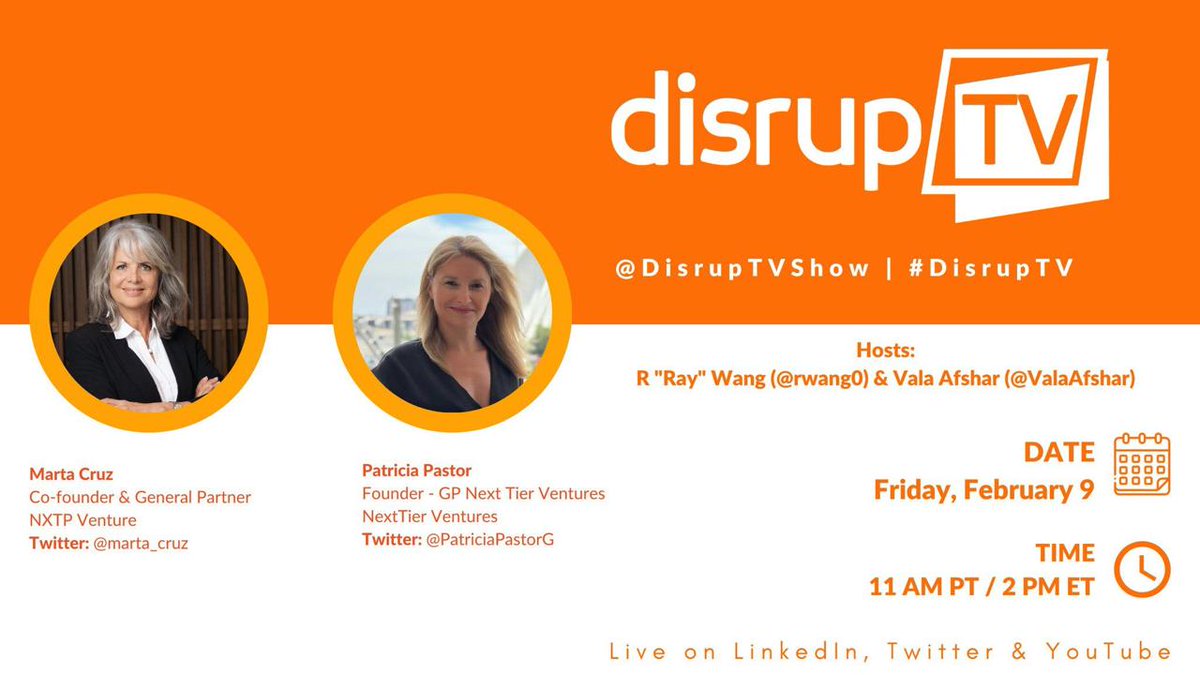 📣 No te pierdas a @marta_cruz y @PatriciaPastorG en @DisrupTVShow, el podcast semanal. 🗓️ Hoy 9 de febrero de 2024, a las 4:00 p. m. (AR) - Luego podrás ver la grabación. 🎙️Los esperamos en vivo por 👉 youtube.com/@Constellation… #DisrupTV