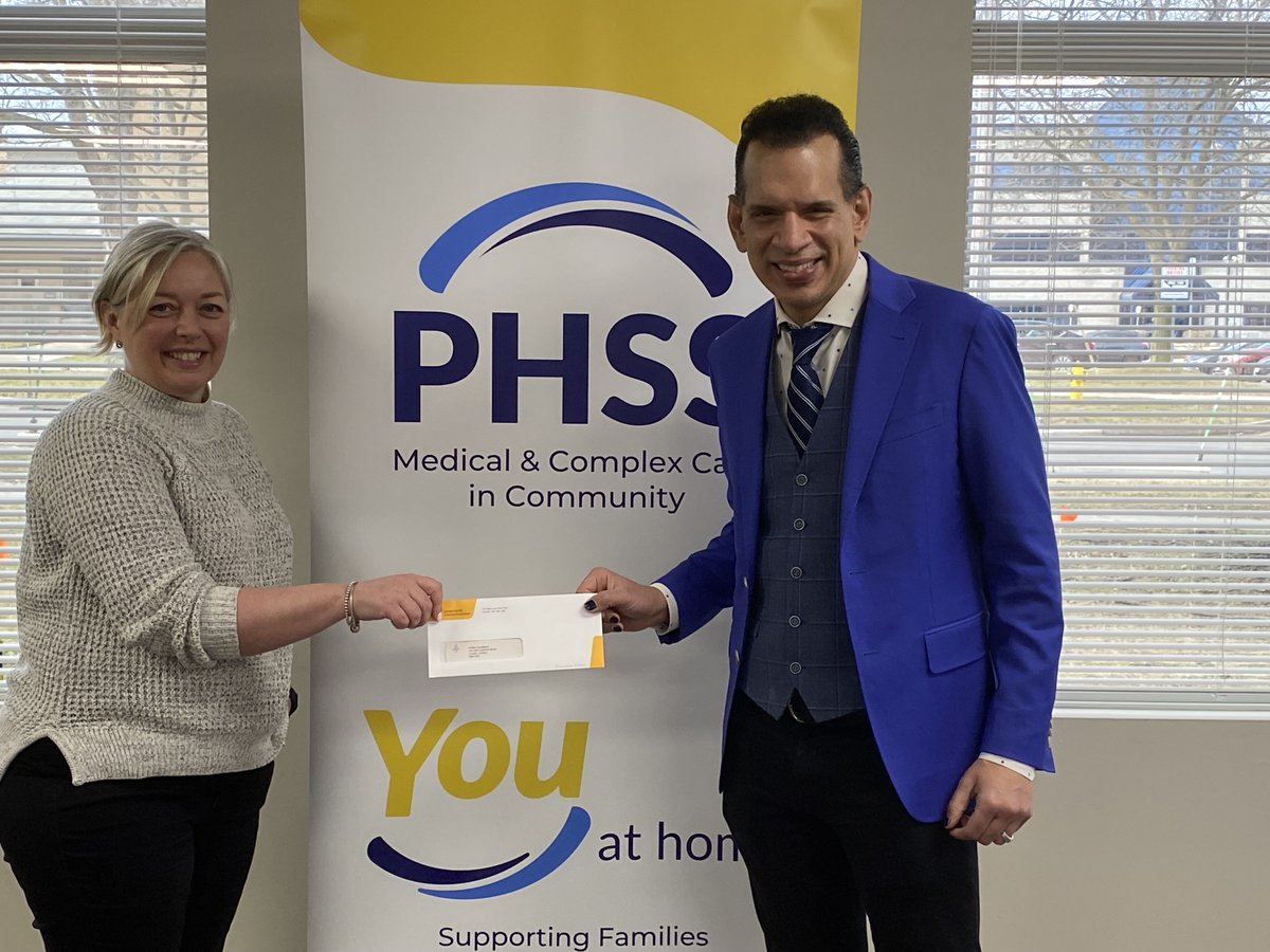 PHSS was proud to receive a 10K donation from @King_Rehman and #ShowdownintheDowntown. Pictured here are Dr. Rehman along with Executive Lead, Shannon Riley Thank you for all you do, Dr. Rehman! #ldnont Details of the donation can be found here Link: phsscommunity.com/phss-receives-…