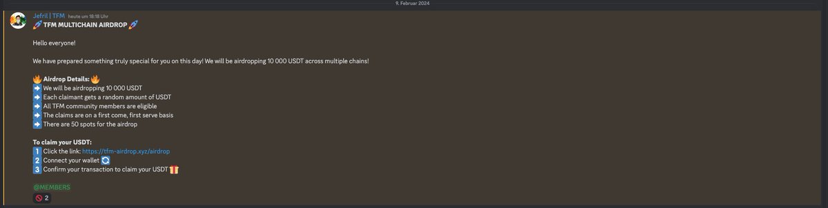 🚨 The <a href="/tfm_com/">TFM 🪐 Modular Liquidity Layer for Cosmos Chains</a> Discord is compromised 🚨

There's no TFM airdrop!
Do not interact!