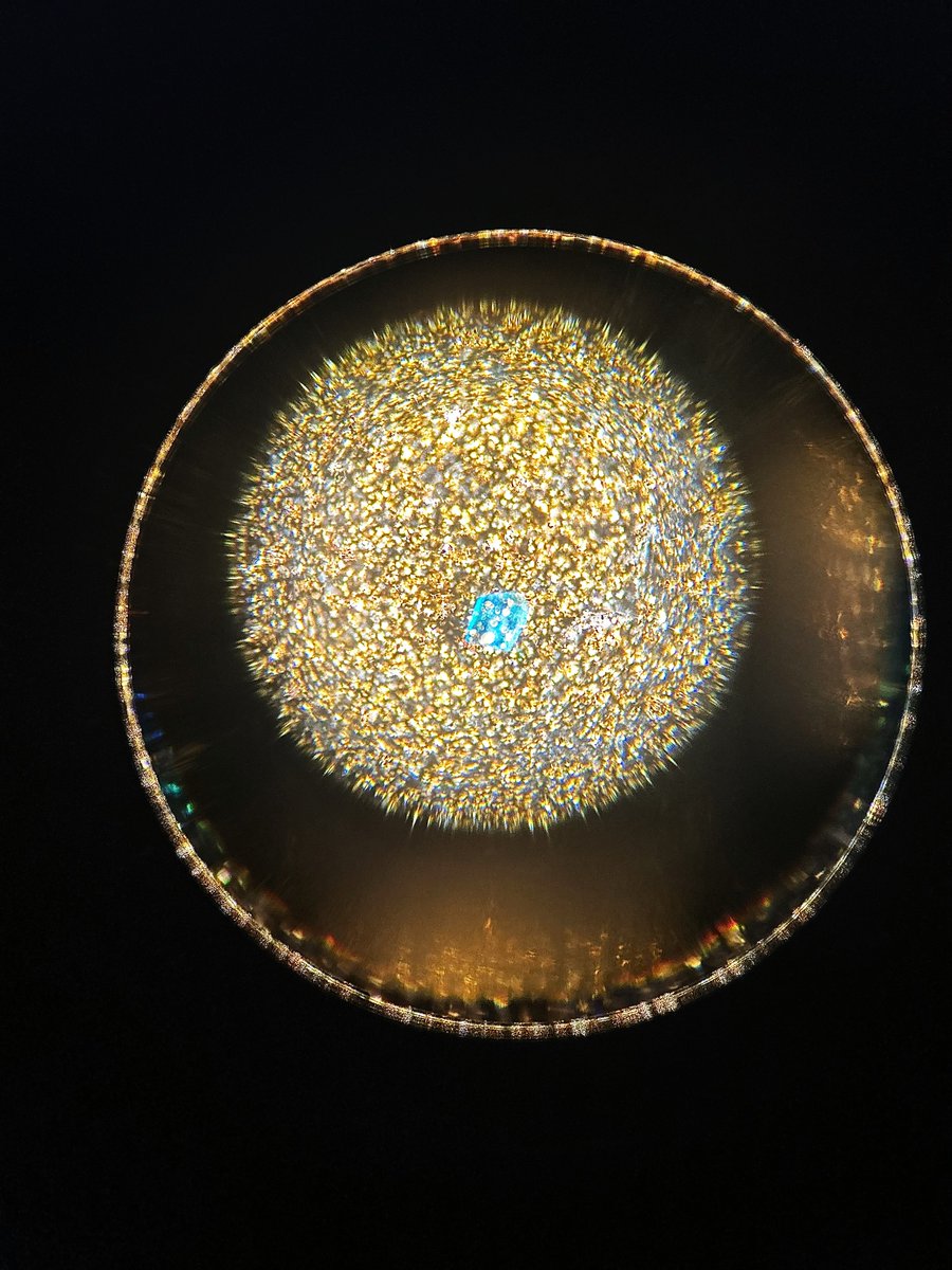EskdaleR's tweet photo. Today's observation: a solitary verdigris particle amongst real gold dust. How did that get there!?
#microscopy #golddust #22ct #verdigris #pigment #paintresearch https://t.co/BKCXdfxQay