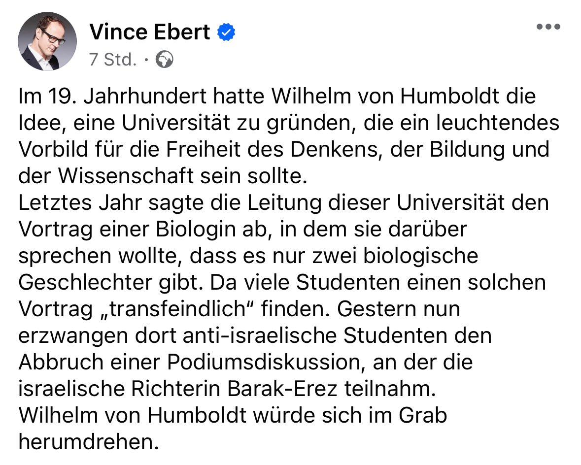 Vince Ebert via #Facebook am 09.02.2024 zur <a href="/HumboldtUni/">Humboldt-Universität zu Berlin</a>.