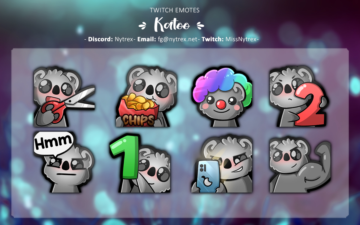 Finished a new set of #emotes for @katooyoooo today. #Twitchtv #Commission