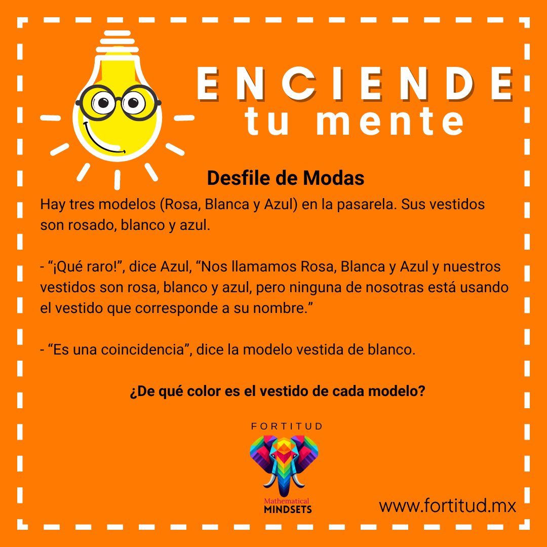 Es viernes y hoy toca...reto mental

¡Que las pases feliz-mente!

fortitud.mx

#MentalidadDeCrecimiento
#CulturaDeAprendizaje
#PensamientoPositivo
#Persistencia
#Optimismo
#ActitudDeAprendizaje
#RetoIntelectual
#cambiatumentecambiatuvida
#MathematicalMindset