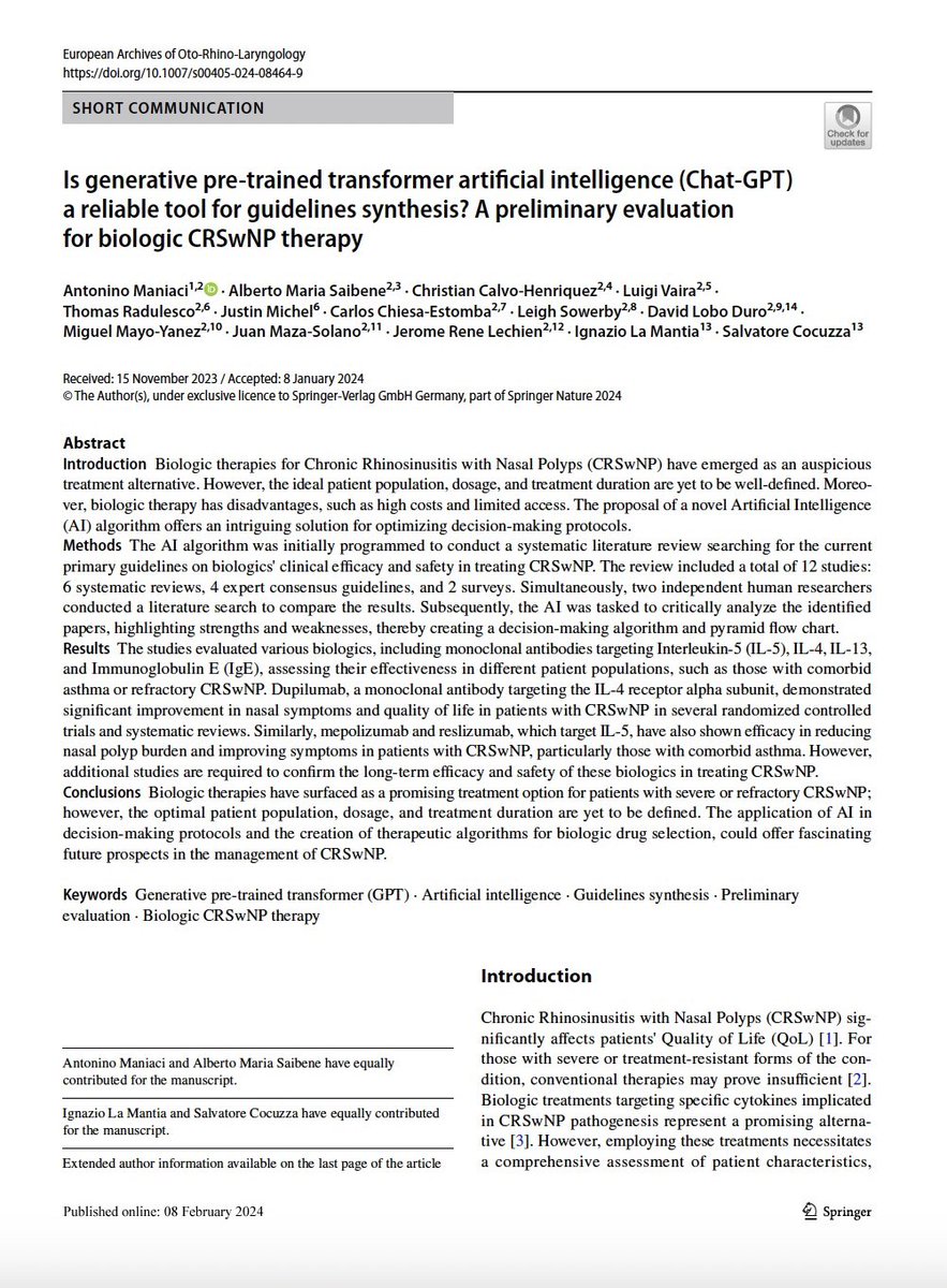 juanmazaORL's tweet photo. Artificial intelligence in nasal polyposis
👃🏻🤖
https://t.co/VThsbNLCov https://t.co/2GGX46XCSB