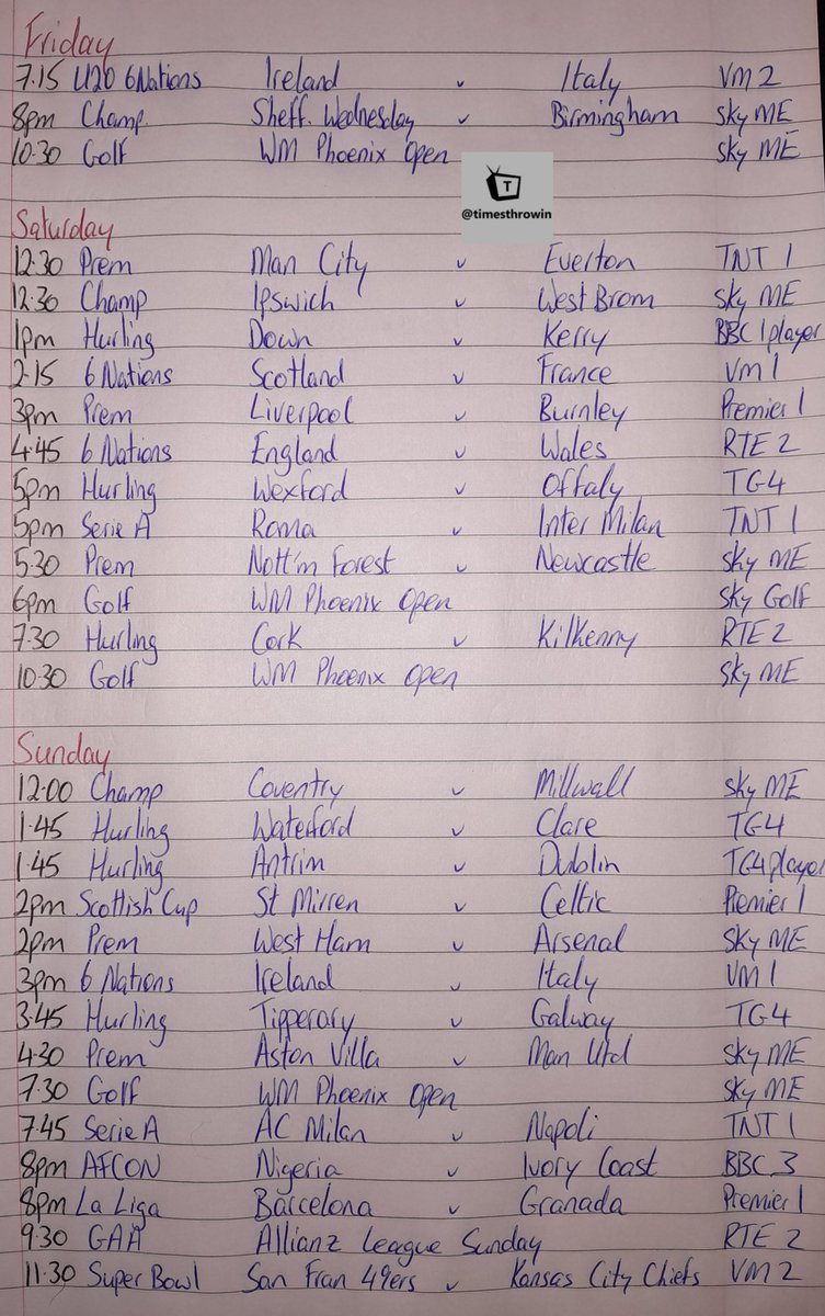 timesthrowin's tweet photo. Back again the weeks are flying by, we have ye sorted from Friday right on through to Monday morning folks ye won’t be disappointed! Weekends schedule below take her handy 👍 https://t.co/U6DORNjl5I