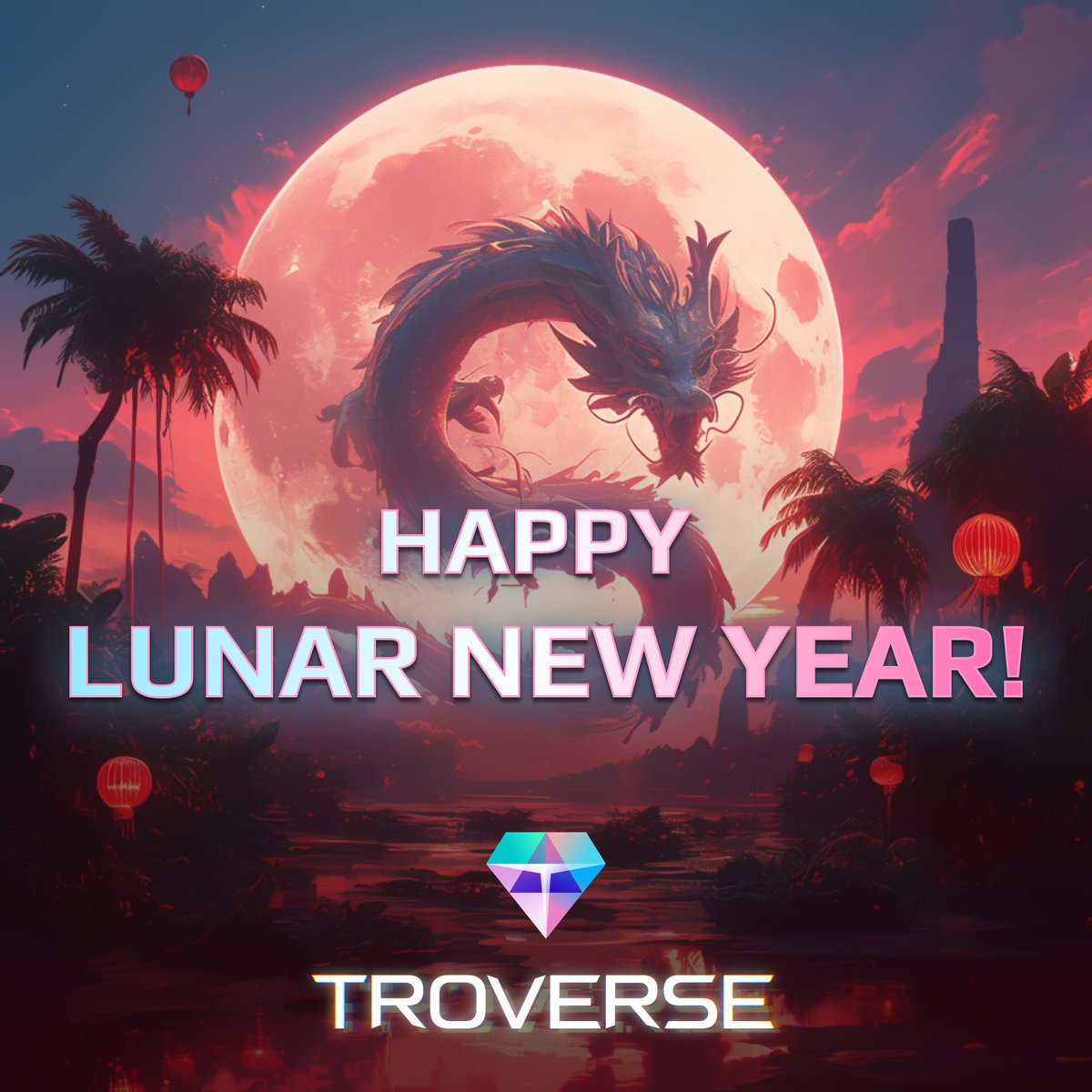 Happy #LunarNewYear, Tromies! ✨🧧 Embark on a year of health, happiness, and cosmic adventure in the #YearOfTheDragon 🐉 May your Troverse journeys be epic! 🚀💎 #Troverse #GameFi #Web3 #Metaverse #NFT