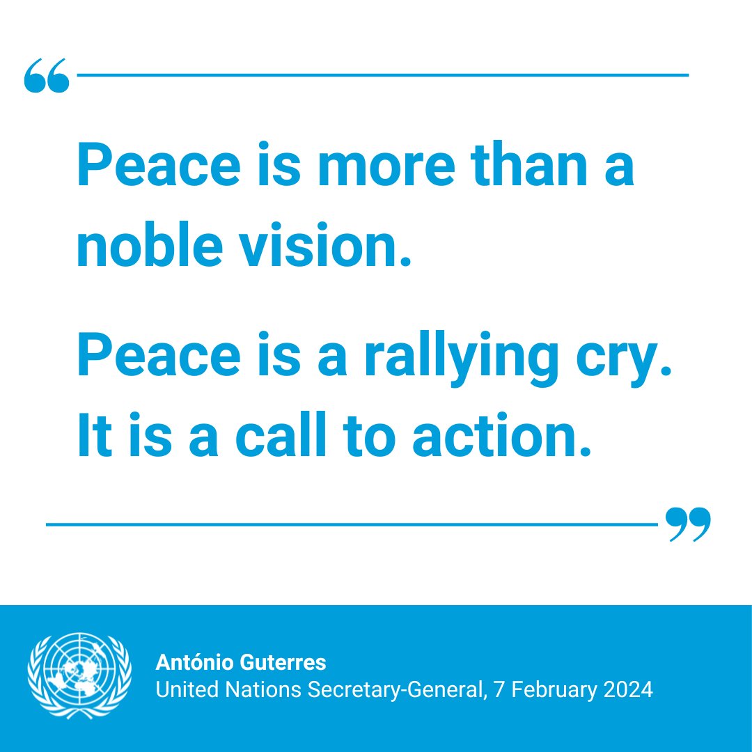 “Peace is more than a noble vision. Peace is a rallying cry. It is a call to action.” – @antonioguterres tells #UNGA he will never give up fighting for peace. un.org/sg/en/content/…