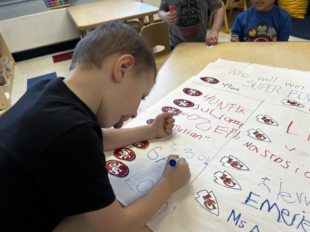 Some small group math SUPER BOWL STYLE 🏈❤️ #barnegatinspires <a href="/LMDS_preschool/">Lillian M Dunfee School</a>