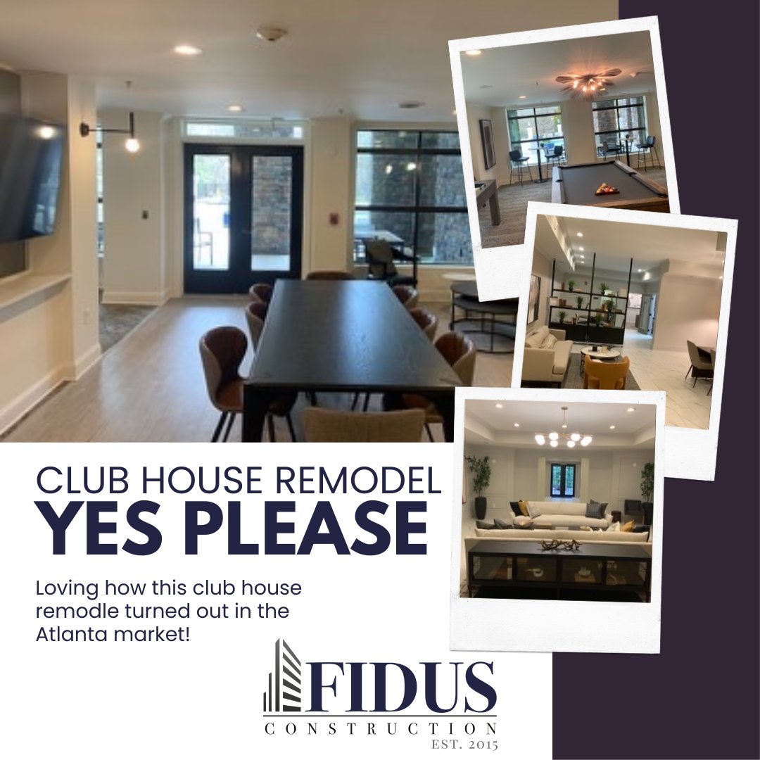 FIDUSCapex's tweet image. Photo Finish Friday!  Loving how this clubhouse remodel turned out in our Georgia market!  Don&apos;t forget FIDUS covers the east coast! Reach out to us for all your construction needs!  #eastcoast #Atlantaapartmentassociation #FIDUS #FIDUSconstruction #multifamily #generalcontractor