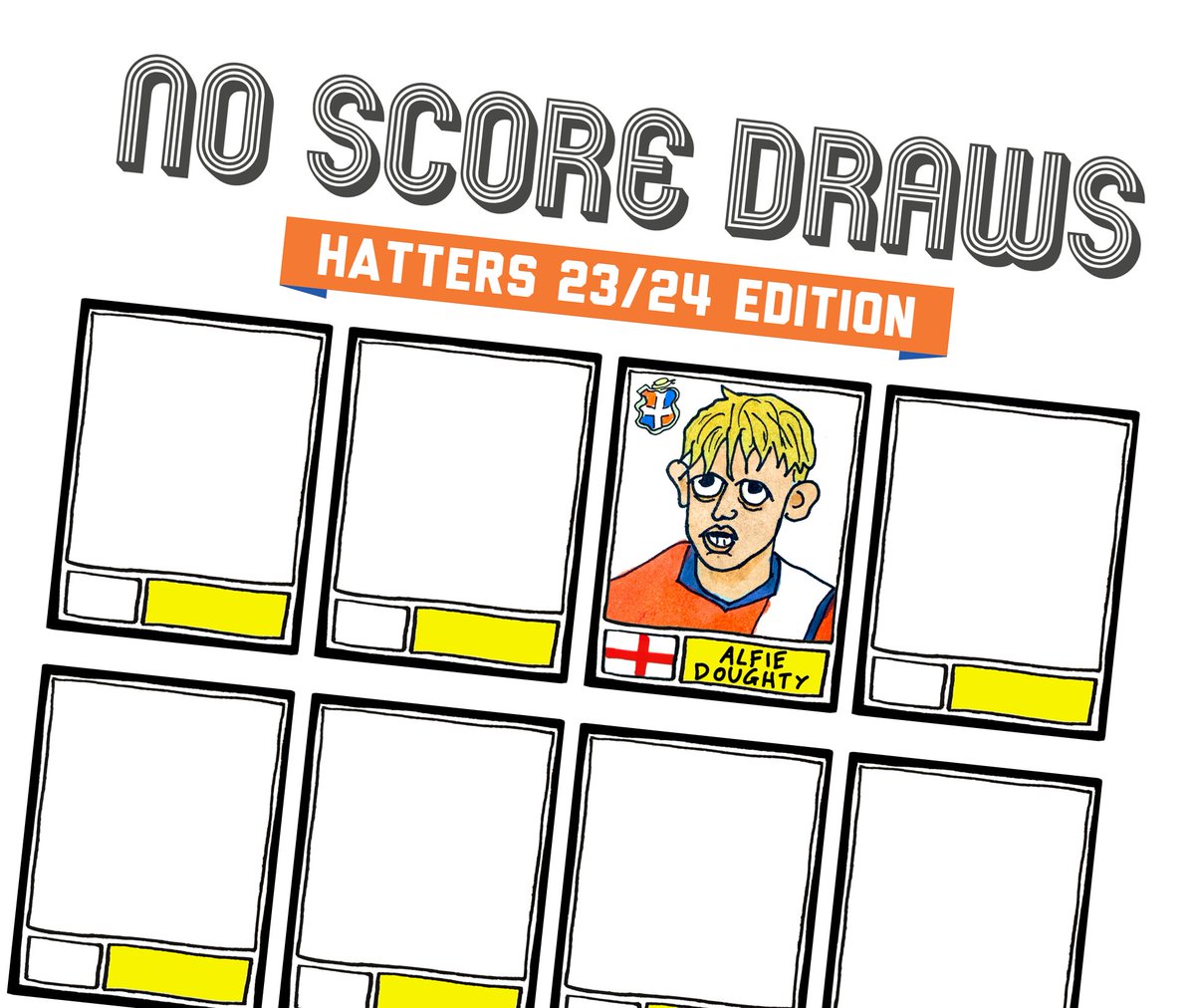 CheapPanini's tweet photo. 🎩 LUTON TOWN - we are drawing you. Badly. Again.

A wonky Hatters 23/24 odyssey, drawn with lots of enthusiasm but very little talent. Strap in, won't be good. This Alfie Doughty is as good as it's going to get.

Please tell the Hatters in your life 🧡
Apologies in advance #LTFC https://t.co/5sePNlF6Hp