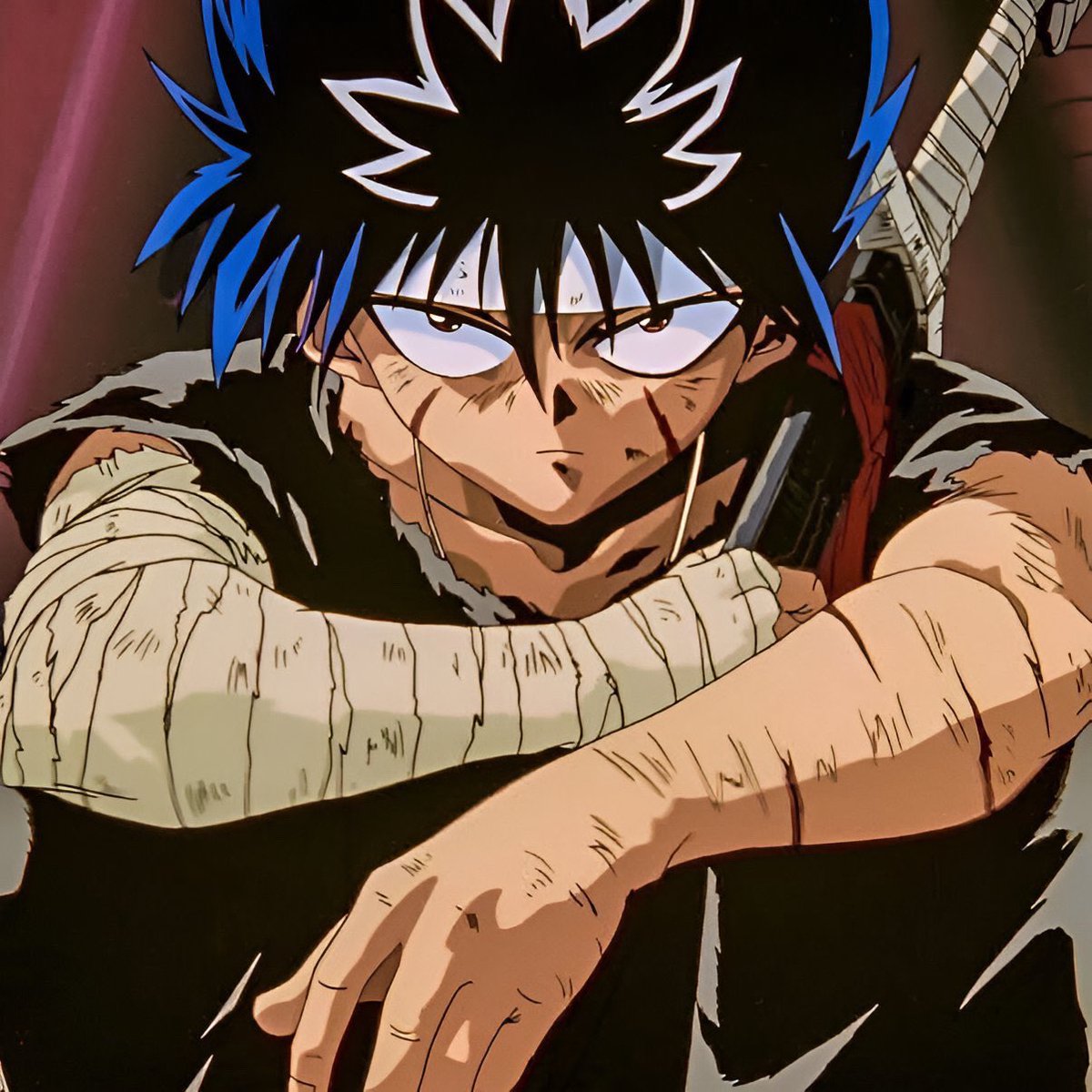kishimotomasshi's tweet photo. “I used one my favorite characters: Hiei, as a reference and succeeded in creating Sasuke.

The Sharingan and some of his other techniques were inspired by him.” — Kishimoto https://t.co/LkAD2Sy1HC