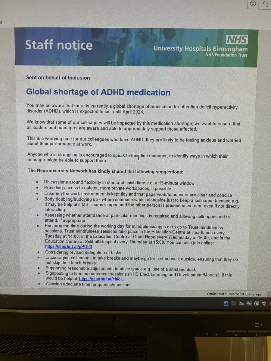 Really proud to have got the ball rolling on this and getting a staff comms notice out to the trust 🚨 Thank you to everyone who had input and helped produce this @uhbtrust @ADHDUKcharity