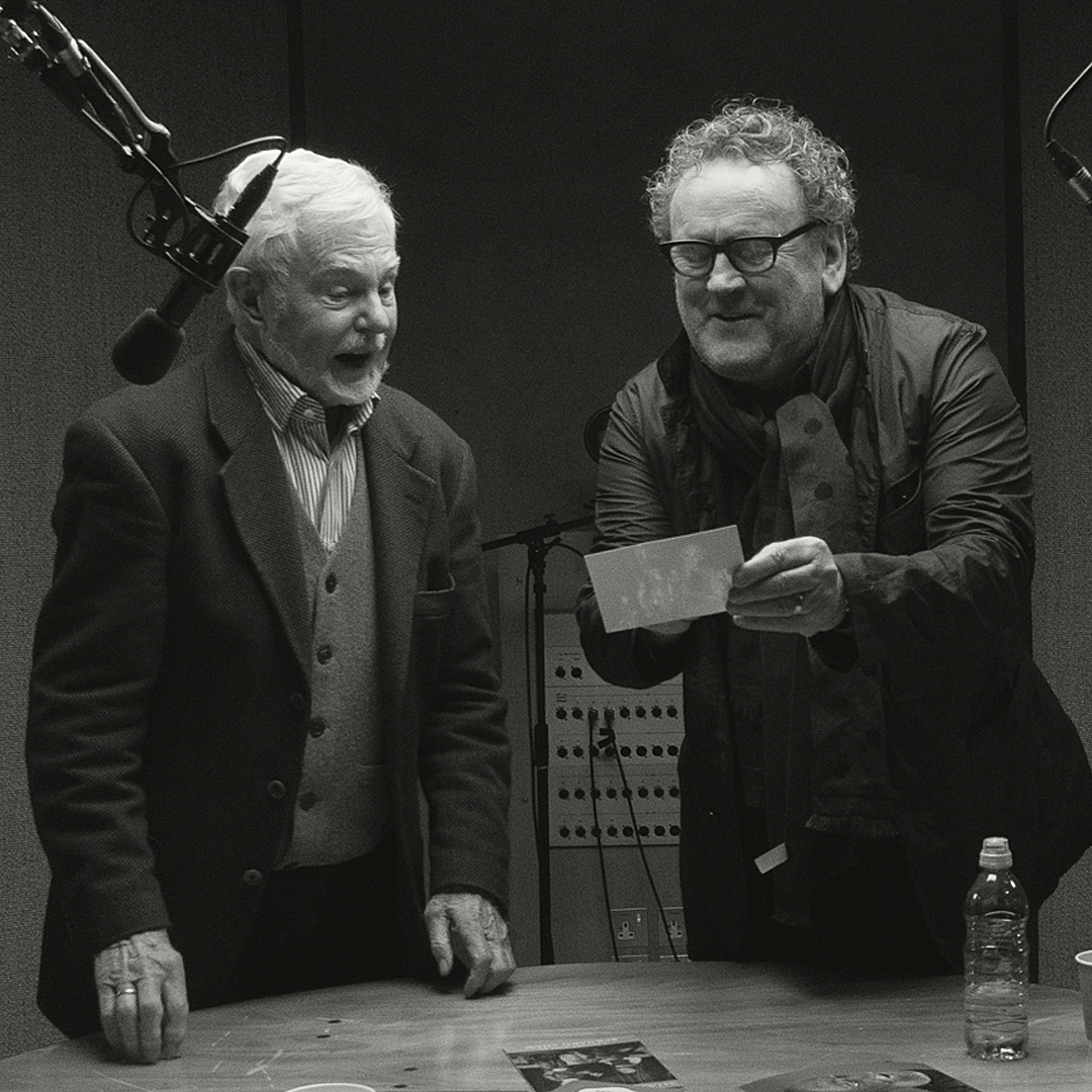 Our delightful voice actors Derek Jacobi (Shakes) and Colm Meaney (Shav) share a giggle during the recording session for 'Shakes Versus Shav' at @MetropStudios London. #Shakespeare #Georgebernardshaw #puppets #puppetry #art #film #irish #capitalirishfilmfest #CIFF #solasnua
