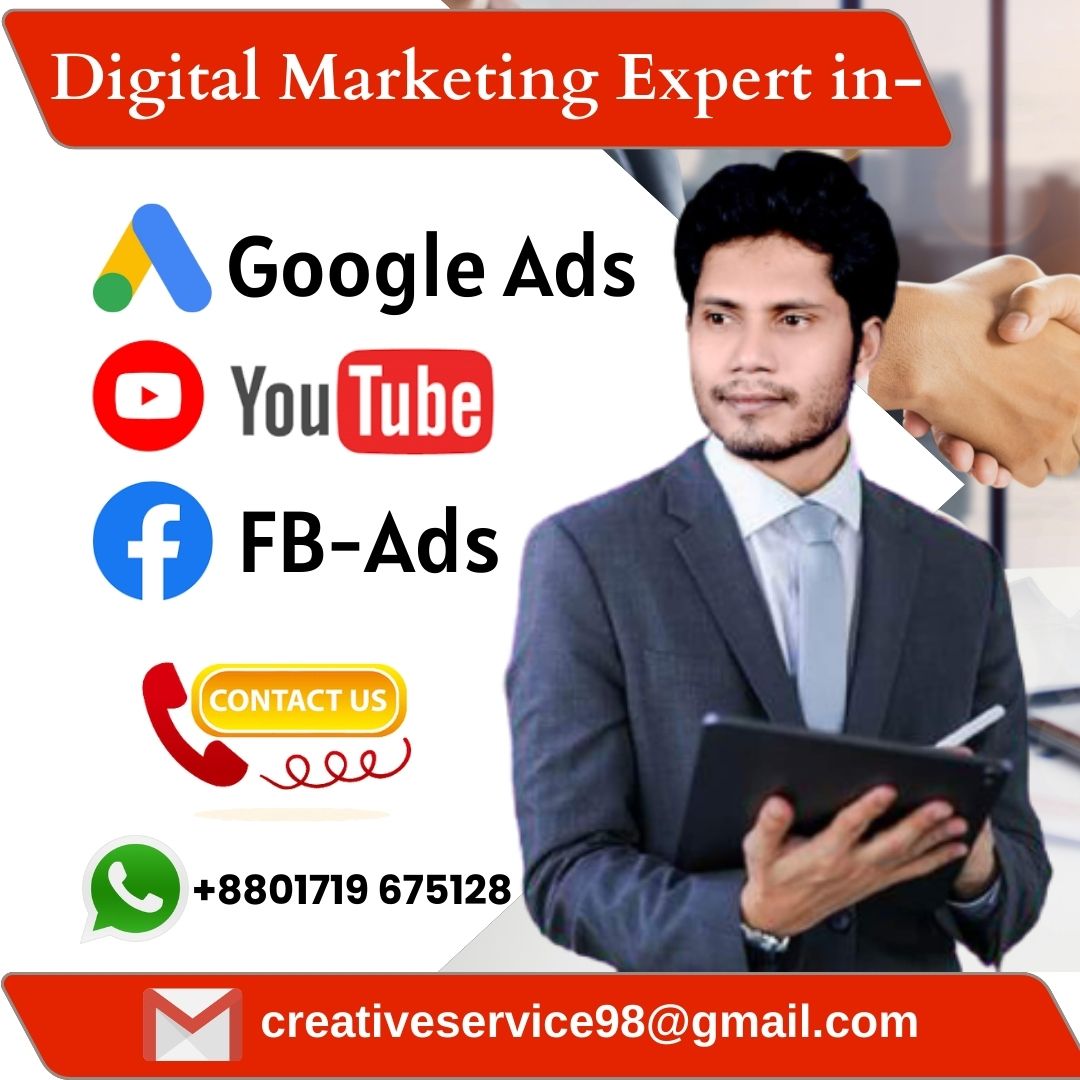 Hi there! 👏 I'm Providing Services: 📢🔥
📊 Google Ads 📱Facebook Ads 🎥 YouTube SEO 📸 Instagram and 🛍️ Shopify 🌍 🚀✨ Satisfying my Customers is my Top Priority

#GoogleAds #FacebookAds #YouTubeSEO #InstagramAds #Shopify #CampaignManagement #SocialMediaAds #AudienceTargeting