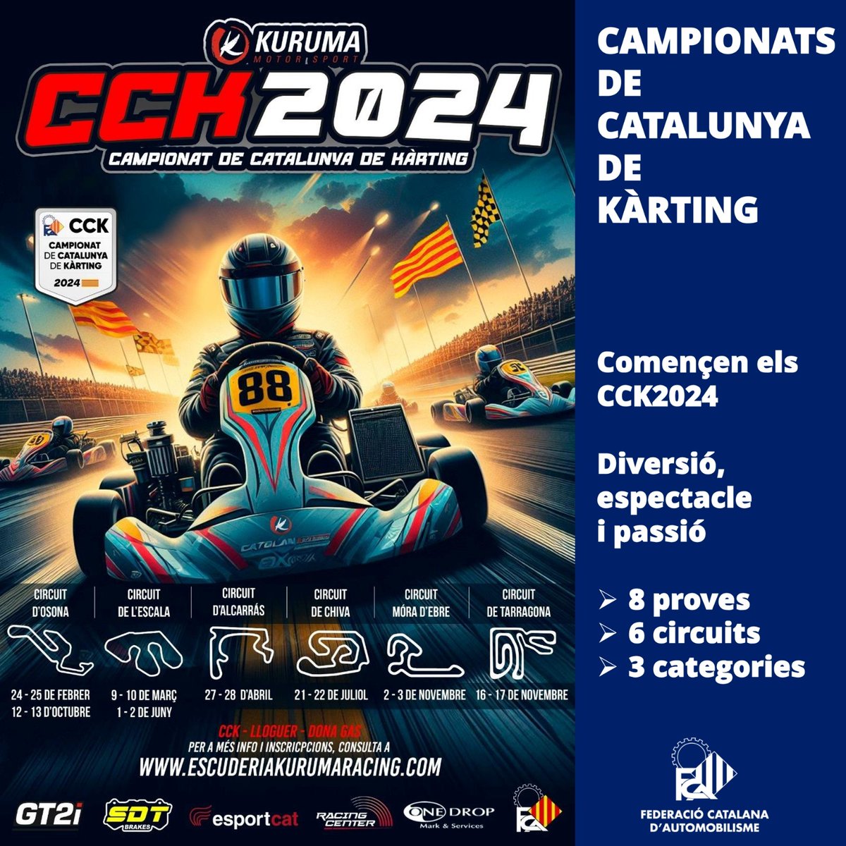 FCAutomobilisme's tweet photo. 🏷️ KÀRTING
🎯 CAMPIONATS DE CATALUNYA DE KÀRTING
‼️ Comencen els Campionats 2024

#FCAutomobilisme #motorsport #automobilisme #curses #presentacio #campionat #catalunya #karting #CCK2024 https://t.co/ahc1vyF8L5