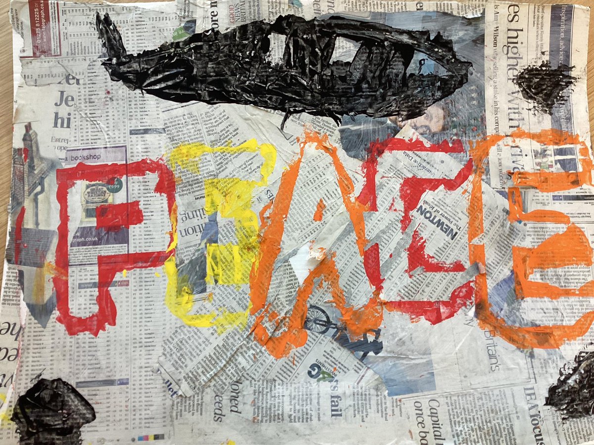stsidwellsce's tweet photo. Year 6’s artwork this half term has been inspired by @LubaLukova ‘s artwork on justice &amp; fairness. Peace featured quite heavily &amp; when reflecting upon their choices, Year 6 felt that with several conflicts happening currently in the world, peace is an important message to share! https://t.co/zR9O8MbpQy