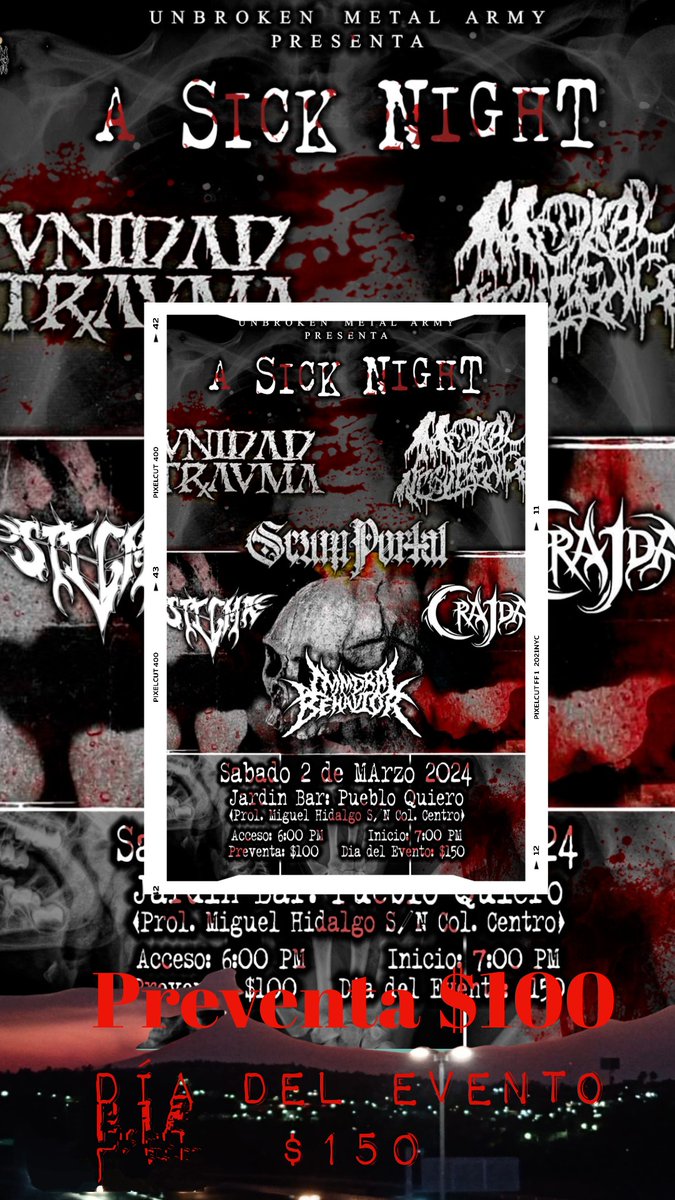 tekaltehcutli's tweet photo. A SICK NIGHT TLAXCALA

02 de marzo del 2024

#UnidadTrauma 
#MedicalNegligence
#Crajda
#ScumPortal 
#Stigma 
#ImmoralBehavior https://t.co/PEkh8hYz2b