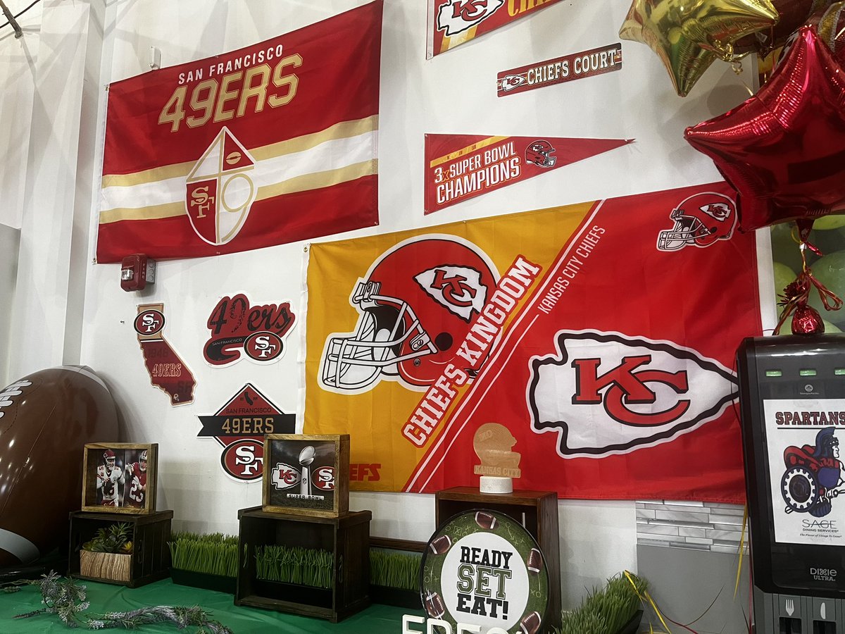 My place of employment in Florida is officially #ChiefsKingdom . Not pictured, but present: barbecue ribs for lunch 😋