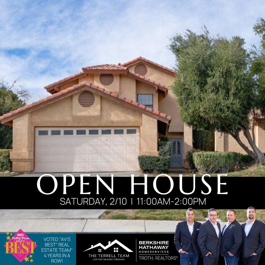 DougTerrell3's tweet image. 💥🏠𝑶𝑷𝑬𝑵 𝑯𝑶𝑼𝑺𝑬 𝑻𝑶𝑴𝑶𝑹𝑹𝑶𝑾!!🏠💥
Make plans tomorrow, Saturday, to check out this great opportunity!
THE TERRELL TEAM will be hosting an OPEN HOUSE at
43557 Buena Vista Way, Lancaster, CA 93536. 11 am - 2 pm...
For more information please call or text  661-803-0269.
